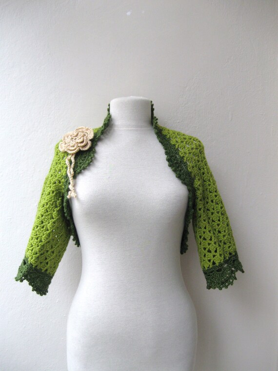 Lime Green Shrug by KnitAndWedding on Etsy