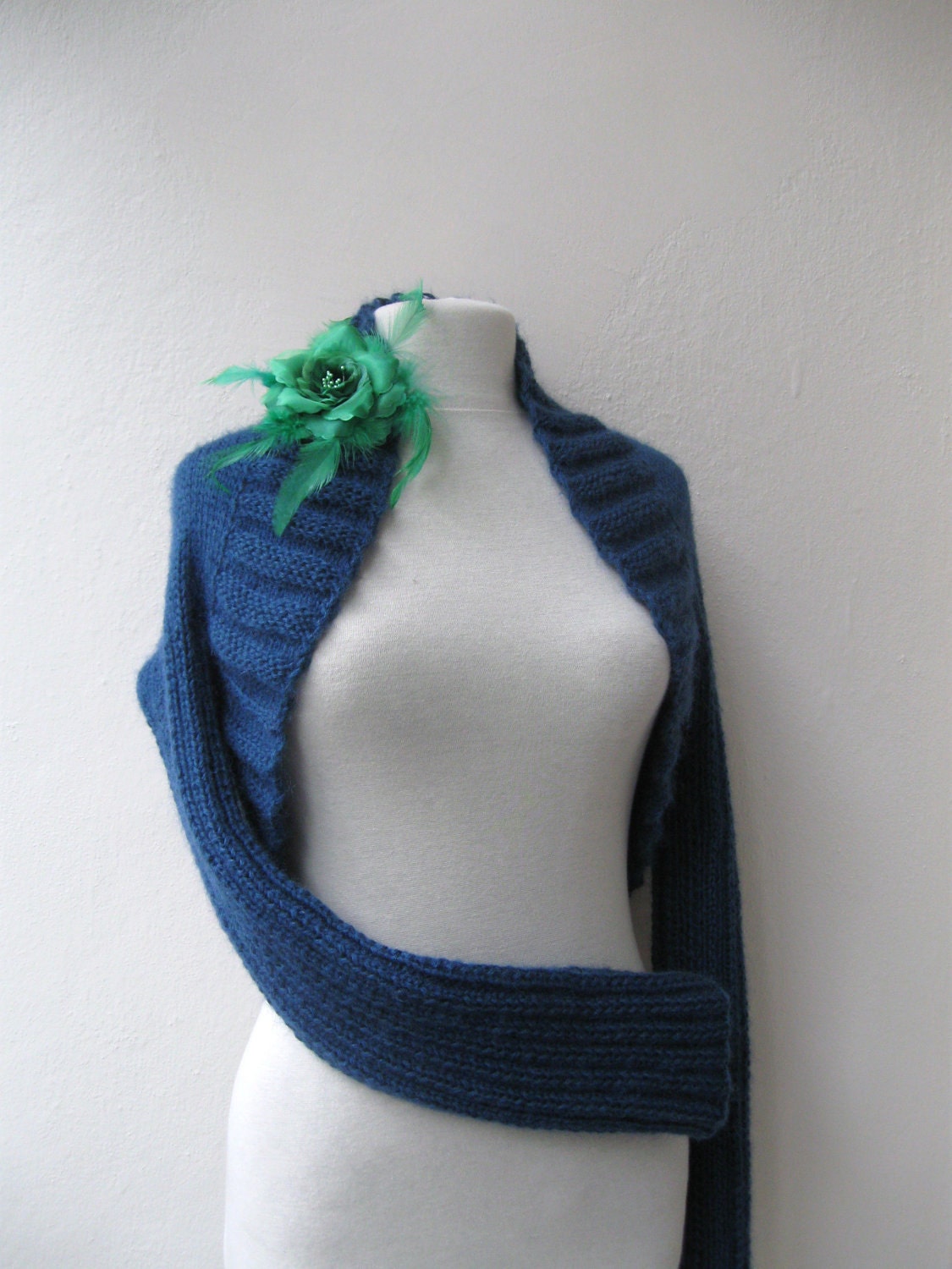 Knit shrug bolero jacket - Saphire blue mohair - long sleeves - EXPRESS SHIPPING - Fall Fashion