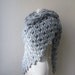 Hand crochet triangle bubble shawl mohair yarn light grey gray Holidays Christmas Wedding Bridal