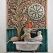 Ceramic Art Tile, Bunny in Bath with Bird and Armadillo