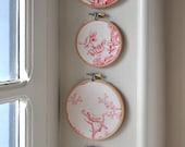 Vintage French Toile de Jouy - Set of 4 -  Red and Ivory