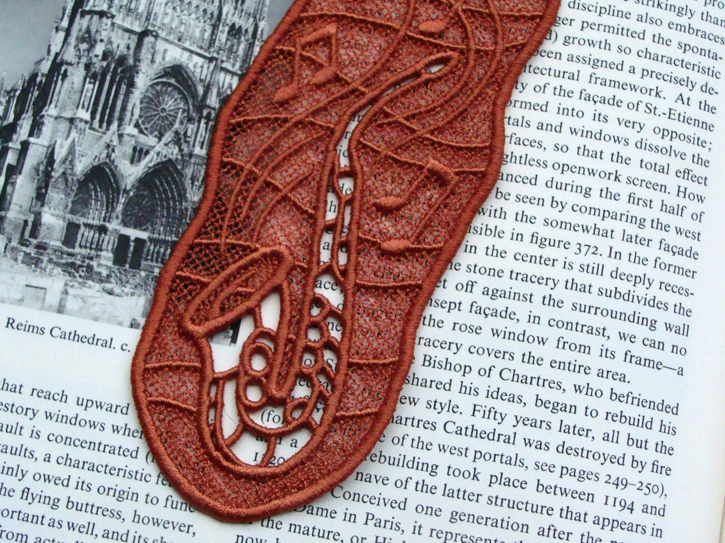 Copper Saxophone Lace Bookmark