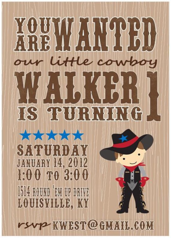 Boy's Little Cowboy Printable Invitation Package DIY Il_570xn