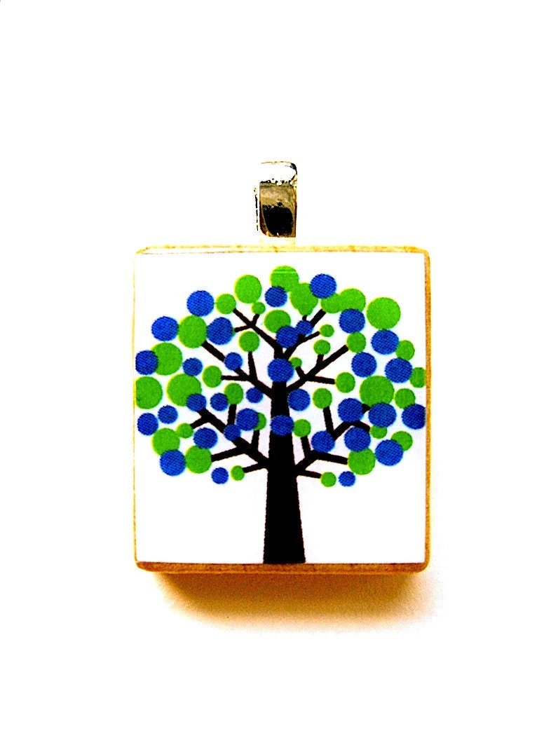 Mod Tree Pendant in Blue and Green