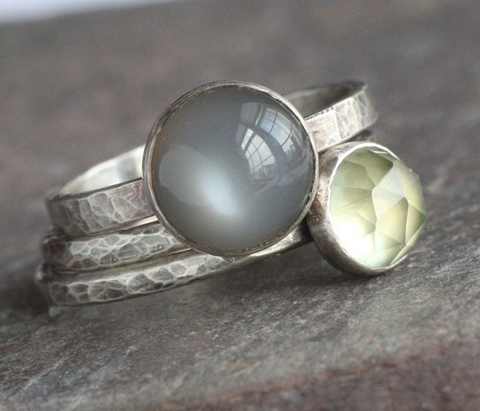 Total Eclipse - Black Moonstone and Oxidized Sterling Silver Ring