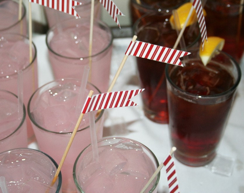 DIY Printable Striped Drink and Cupcake Flags