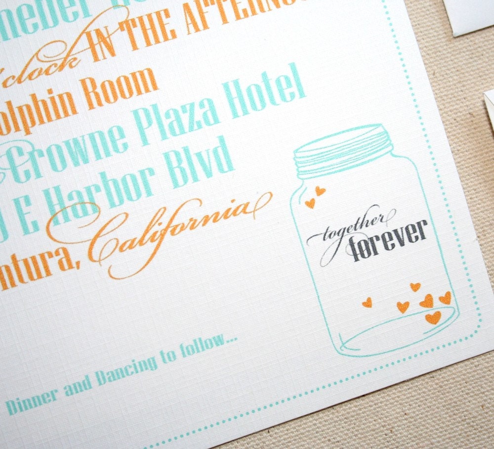 Mason Jar Wedding Celebration Customized Printable Programs and Door Hangers