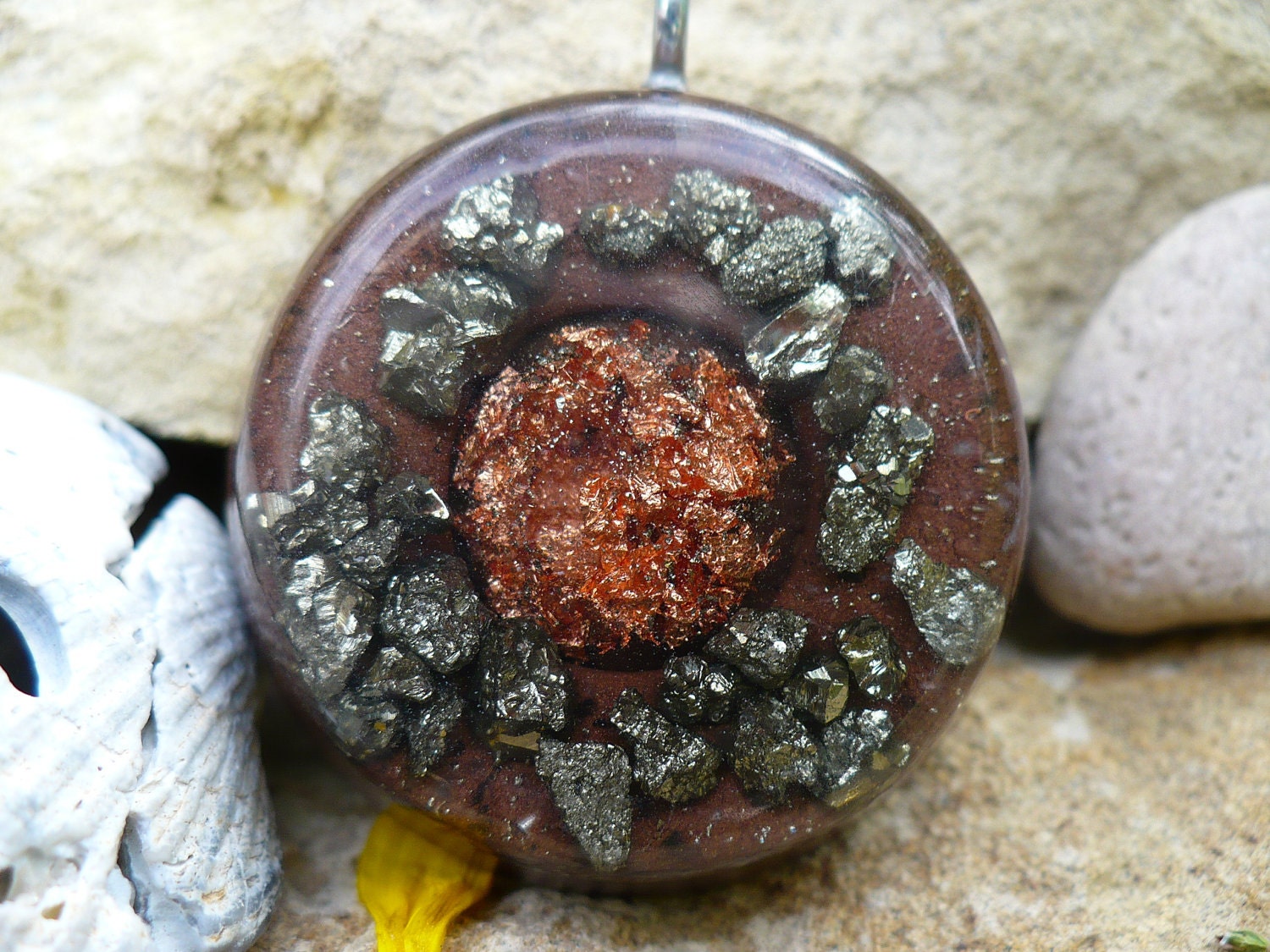 Etheric Energy Orgone Pendant with Pyrite - Harmony and Protection