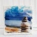 BALANCE Encaustic Photo Painting Beach Rocks Ocean Blue Sky Rain Clouds Meditation YOGA Art