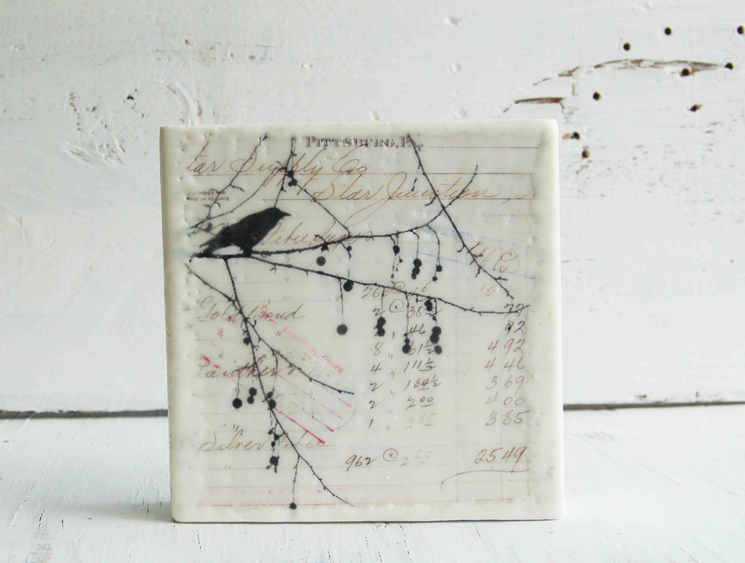 Counting CROW Original Encaustic Mixed Media Painting