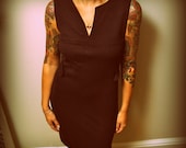SALE vintage designer TOCCA lucky magazines "best reawakening" eggplant mini dress