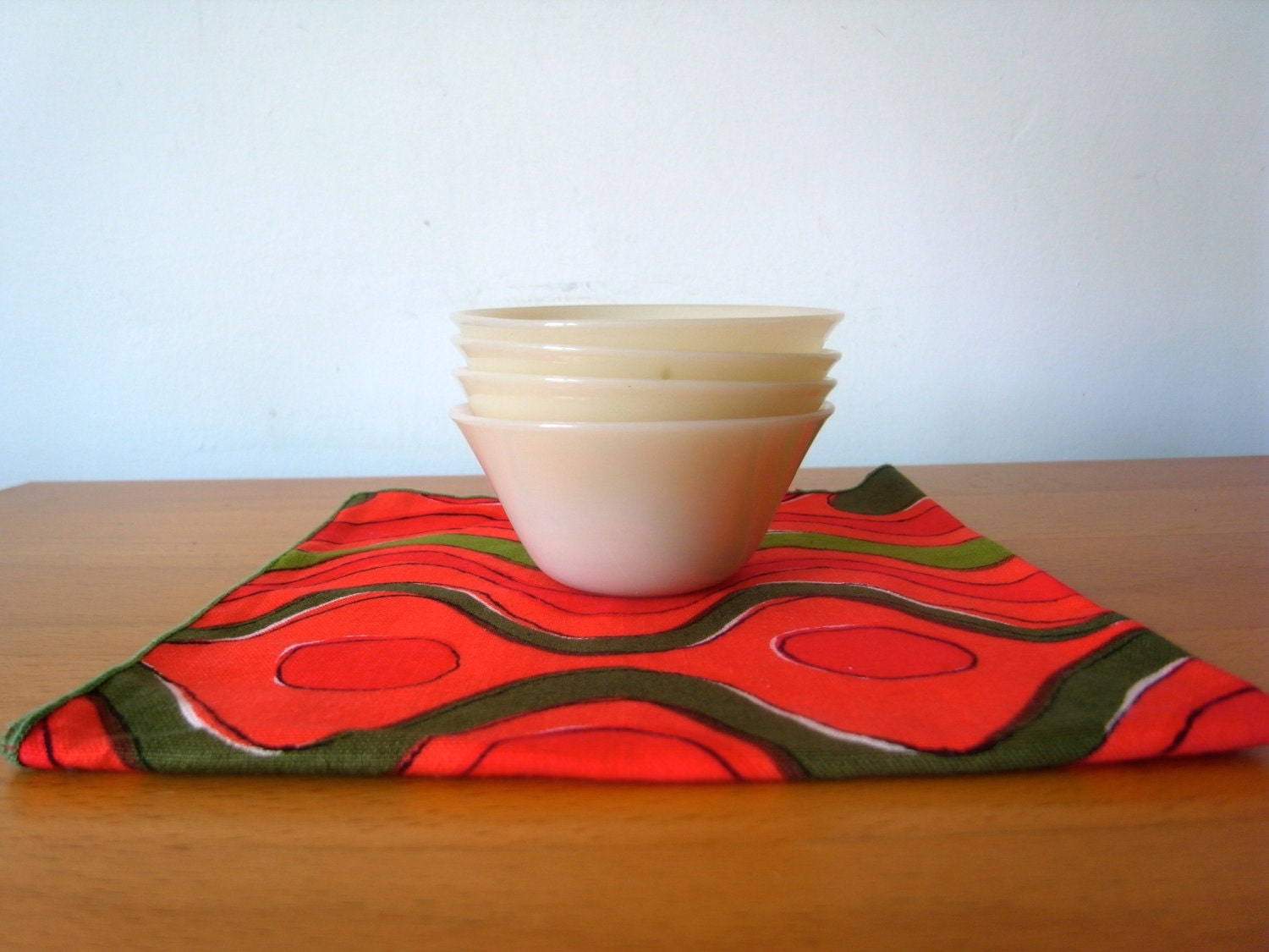 40s Vintage Fire King Custard Cups Ivory