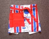 Handmade Upcycled Cafe Apron With Kitchen Themed Vintage Fabric