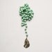 RESERVED for Alex. Mint Green Feather Rosary Style Necklace. Gold.