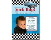 50's Inspired Sock Hop Invitation or Thank You Card