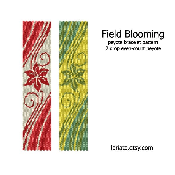 Field Blooming - 2Drop Peyote Bracelet Pattern - INSTANT DOWNLOAD