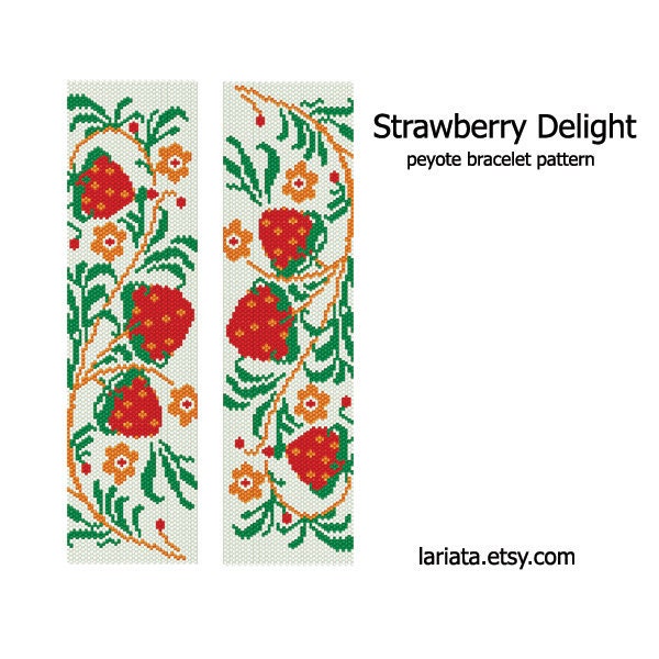 Strawberry Delight - Peyote Bracelet Pattern - INSTANT DOWNLOAD
