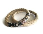 Rope bracelet in cool neutrals reclaimed leather set of two