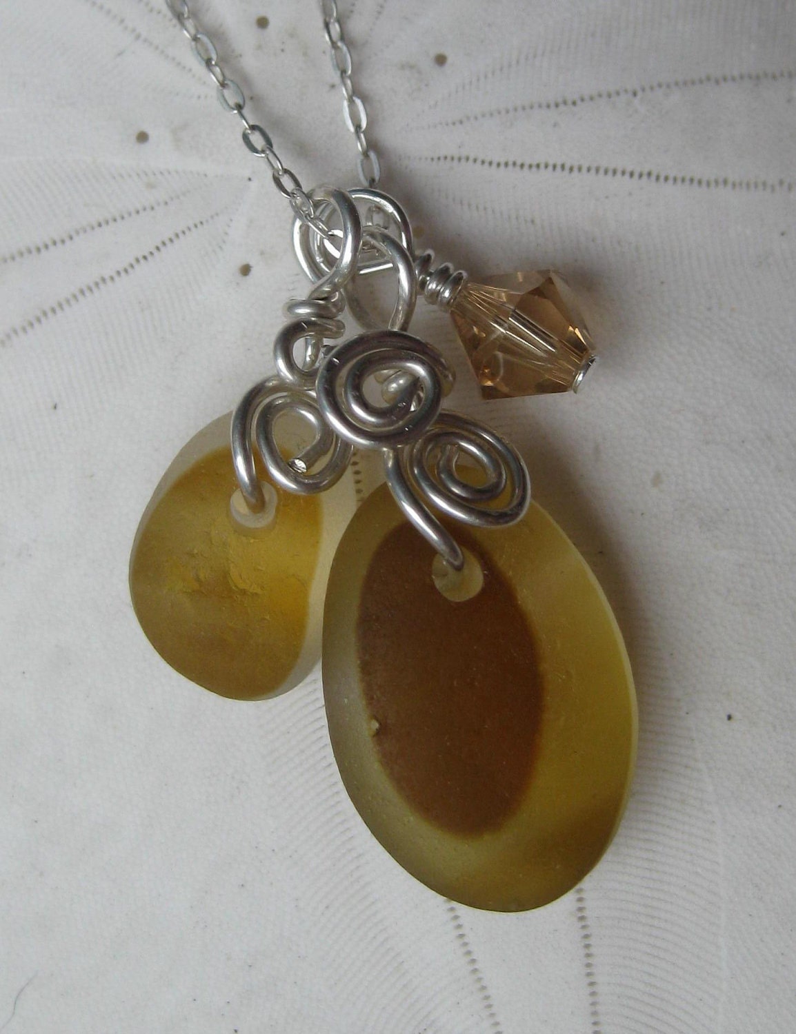 Sea Glass Necklace - Two in One - Amazing Golds and Butterscotch English Multi Seaglass