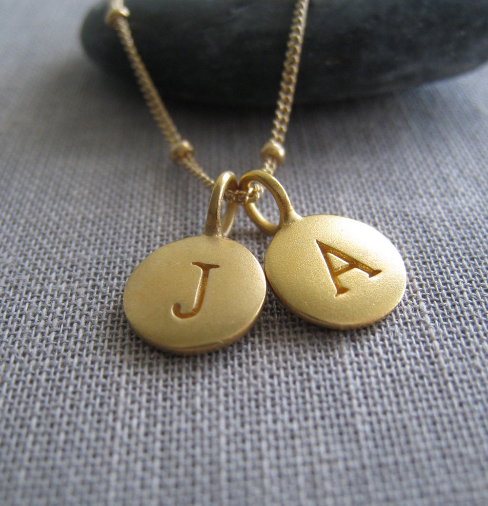 Personalized necklace, gold disc necklace, monogram necklace, custom initial necklace, couples necklace, wedding, bridesmaid jewelry