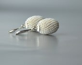 pearly beads  small oval Wedding Jewelry Bridal earrings