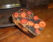 Organic Primitive PUMPKIN grubby-spiced bar soap filled with spices and rusty pumpkin ornament
