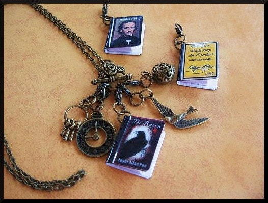 Miniature Books Charms Pendants Necklace The Raven