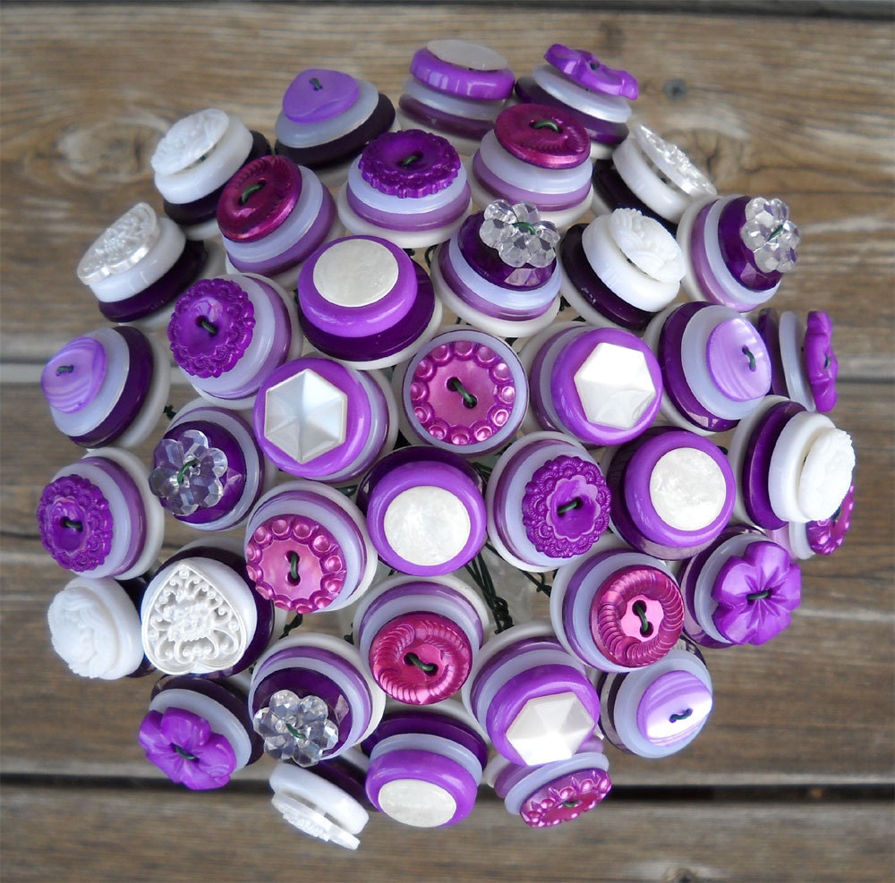 Custom Design Your Own Button Wedding Bridal Bouquets You Pick the Colors