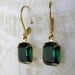 Emerald Vintage Rhinestone Earrings Swarovski Crystal Earrings in Gold