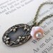Vintage Charm Necklace Peach Pearl Antiqued Brass Flowers