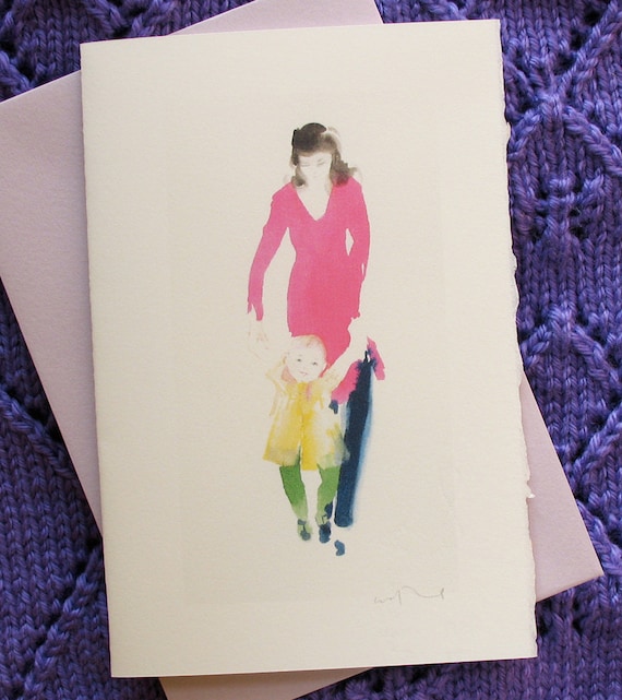 First Steps, Mother and Child single note card