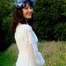 60s bohemian wedding dress / sheer sleeves embroidery XS