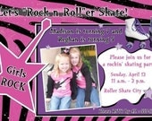 Rock n Roll-er Skating / Girls Rock - Birthday Party Invitation, CUSTOM for YOU - 4x6 or 5x7 size