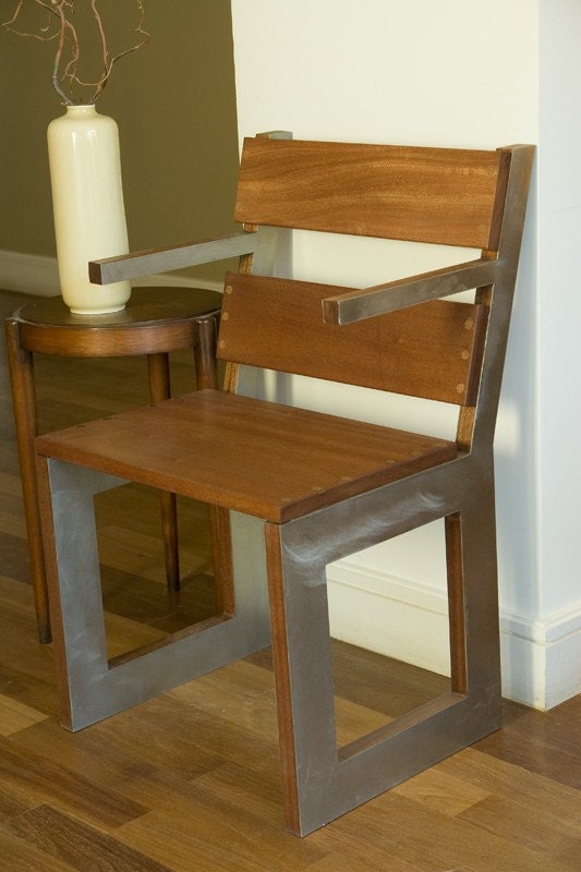 Reclaimed Wood Square Chair w/ Armrest