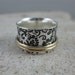Etched Silver Spinner Ring with two 14K Gold-Filled Spinners