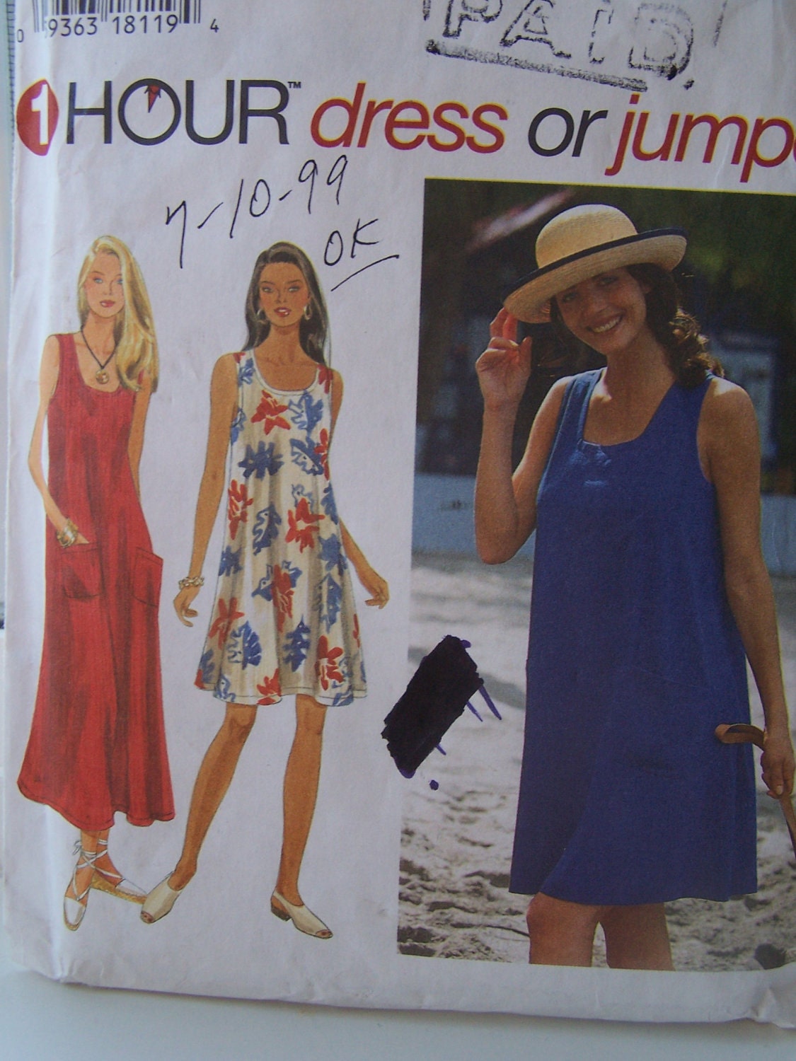 CLEARANCE Simplicity 9615 Sewing Pattern - Misses' Dress or Jumper, Shift, Sundress, Quick to Sew