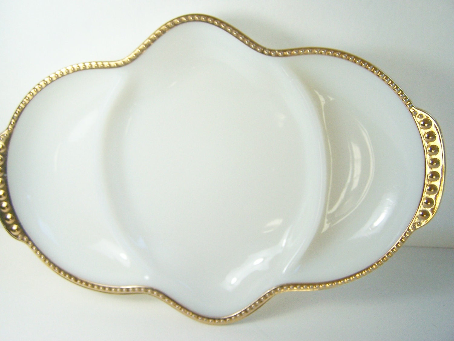 CLEARANCE Fire King Milk Glass Relish Plate, Divided Snack Plate, Anchor Hocking, Divided Dish, Vintage 50's