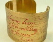 Oscar Wilde's Literary Comedy Play - The Importance of Being Earnest - Never Travel Without My Diary Brass Cuff Bracelet