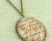 Heathcliff and Cathy - Wuthering Heights - ABYSS - Literary Quote Glass Necklace