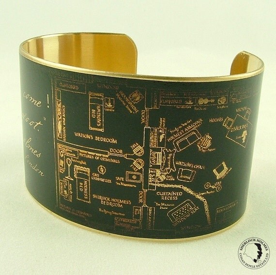 Sherlock Holmes Jewelry - Come Watson, The Game Is Afoot - Steampunk Brass Cuff Bracelet