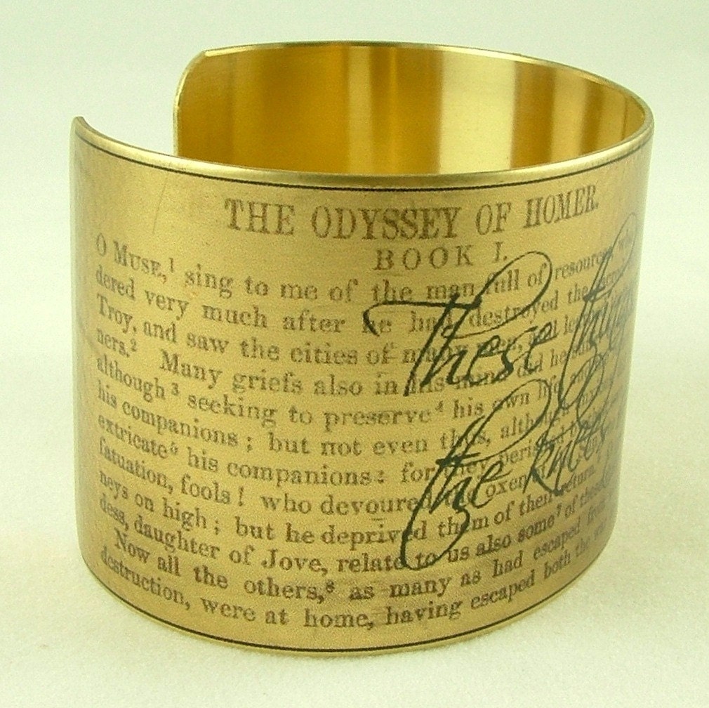Homer's The Odyssey - Ancient Greek Poetry - Literary Brass Cuff Bracelet