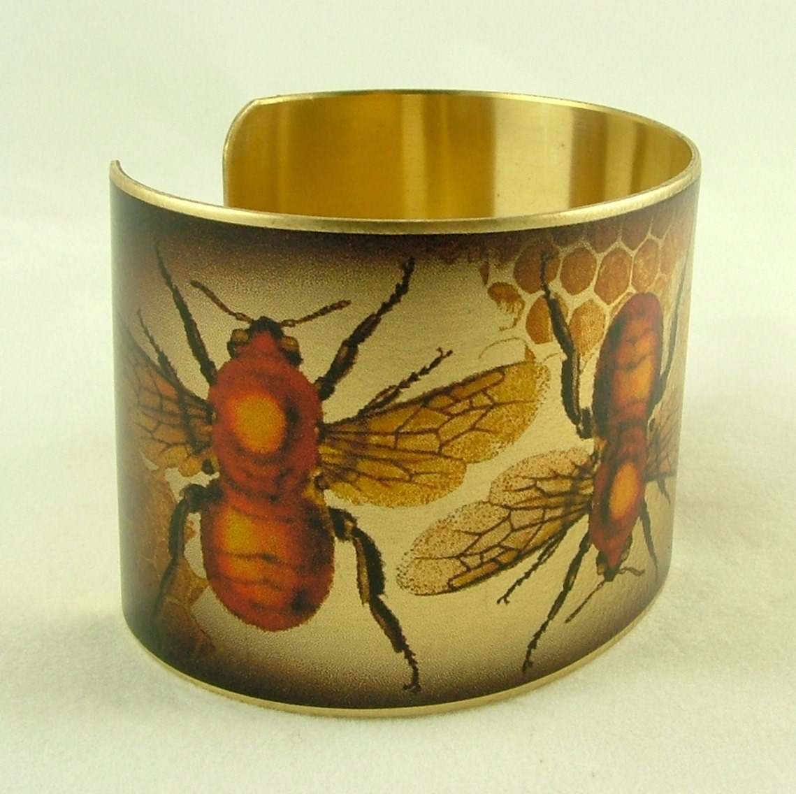 Humble Bumble Honey Bee Brass Cuff Bracelet - Charles Darwin Insect Jewelry