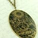 Steampunk Brass Necklace with Gallifreyan Time Lord Symbols in Black