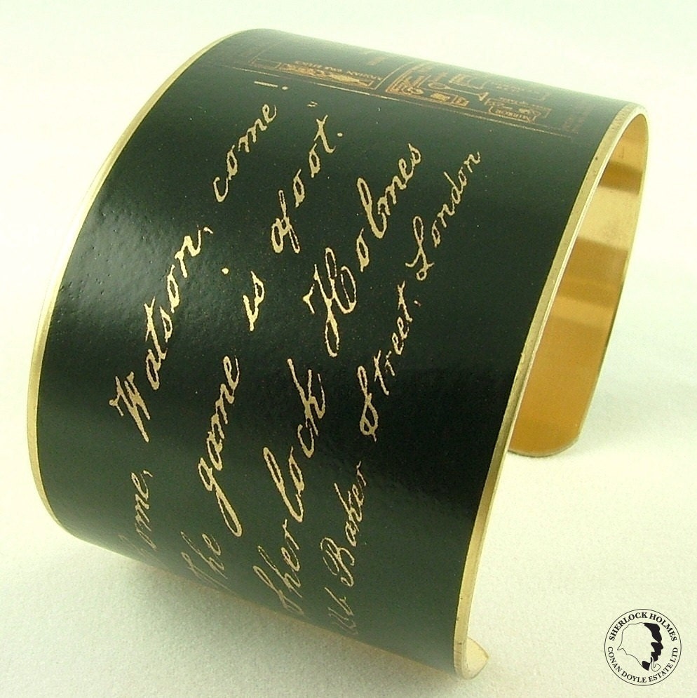Sherlock Holmes Jewelry - Come Watson, The Game Is Afoot - Steampunk Brass Cuff Bracelet