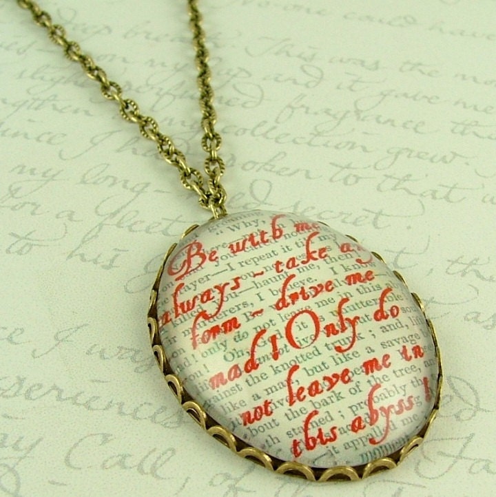 Heathcliff and Cathy - Wuthering Heights - ABYSS - Literary Quote Glass Necklace