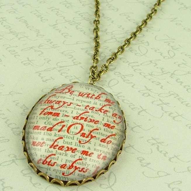 Heathcliff and Cathy - Wuthering Heights - ABYSS - Literary Quote Glass Necklace