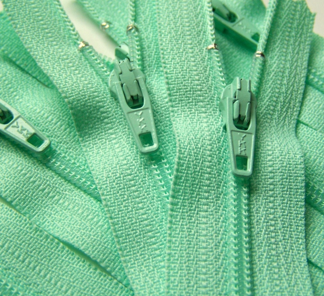 Ten Mint Green 7 Inch Zippers YKK Color 871