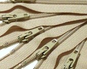Wholesale Twenty-five Beige 6 Inch YKK Zippers Color 572
