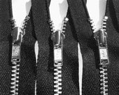 Metal Zippers- 7 inch closed bottom ykk nickel teeth zips- (5) pieces - Black 580
