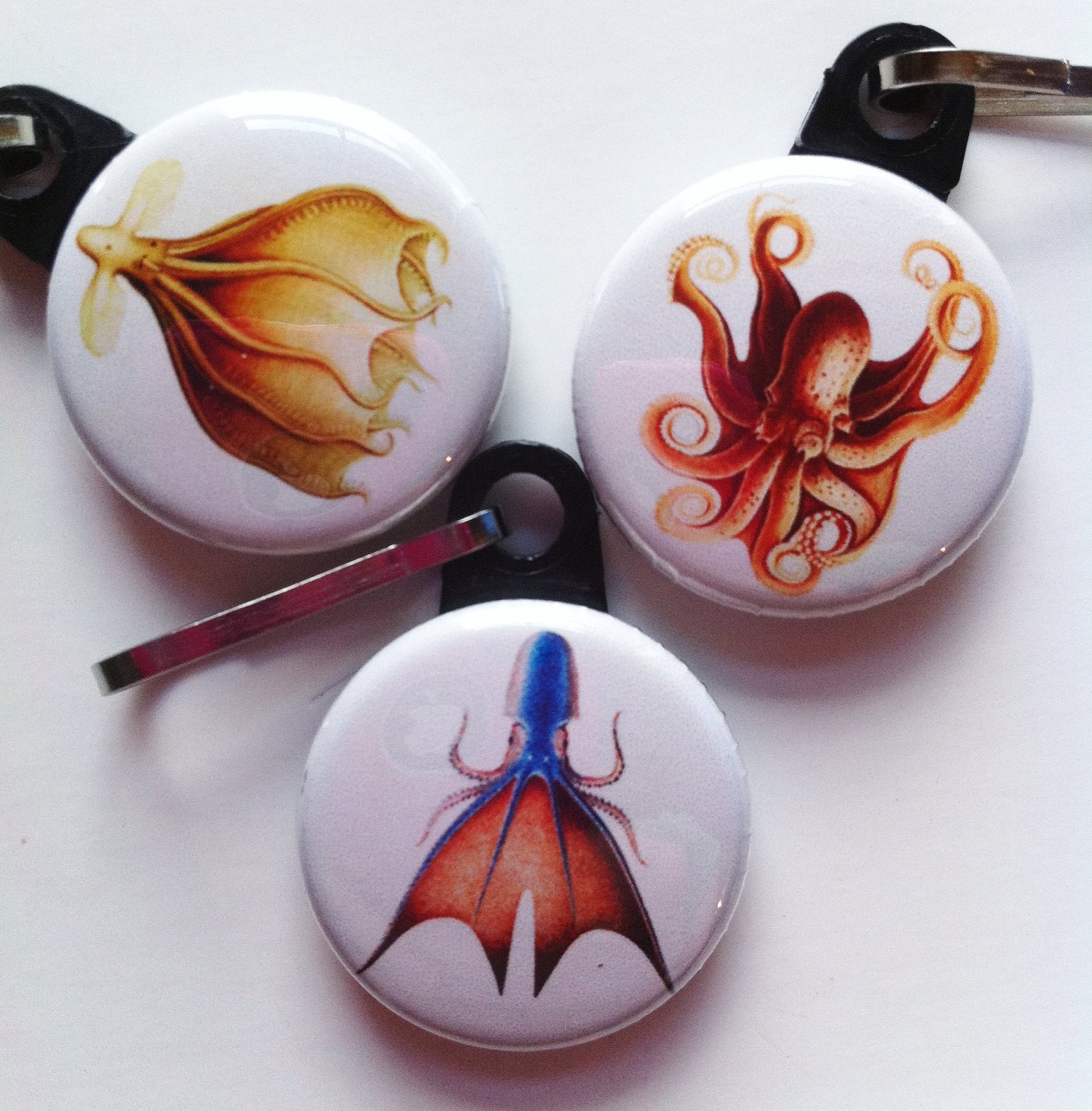 Octopus Zipper Pulls for your purse, bag, backpack, pouch, jacket, hoodie, or anything else you want to make awesome- 3 Piece Set OCT3